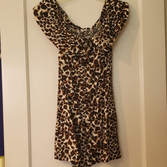 Front Buttoned Ruffled Leopard Dress - Picture 1 of 1